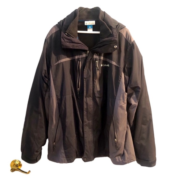 Columbia 3 in 1 black and gray ski jacket with fleece and removable hood, Large - Picture 9 of 9
